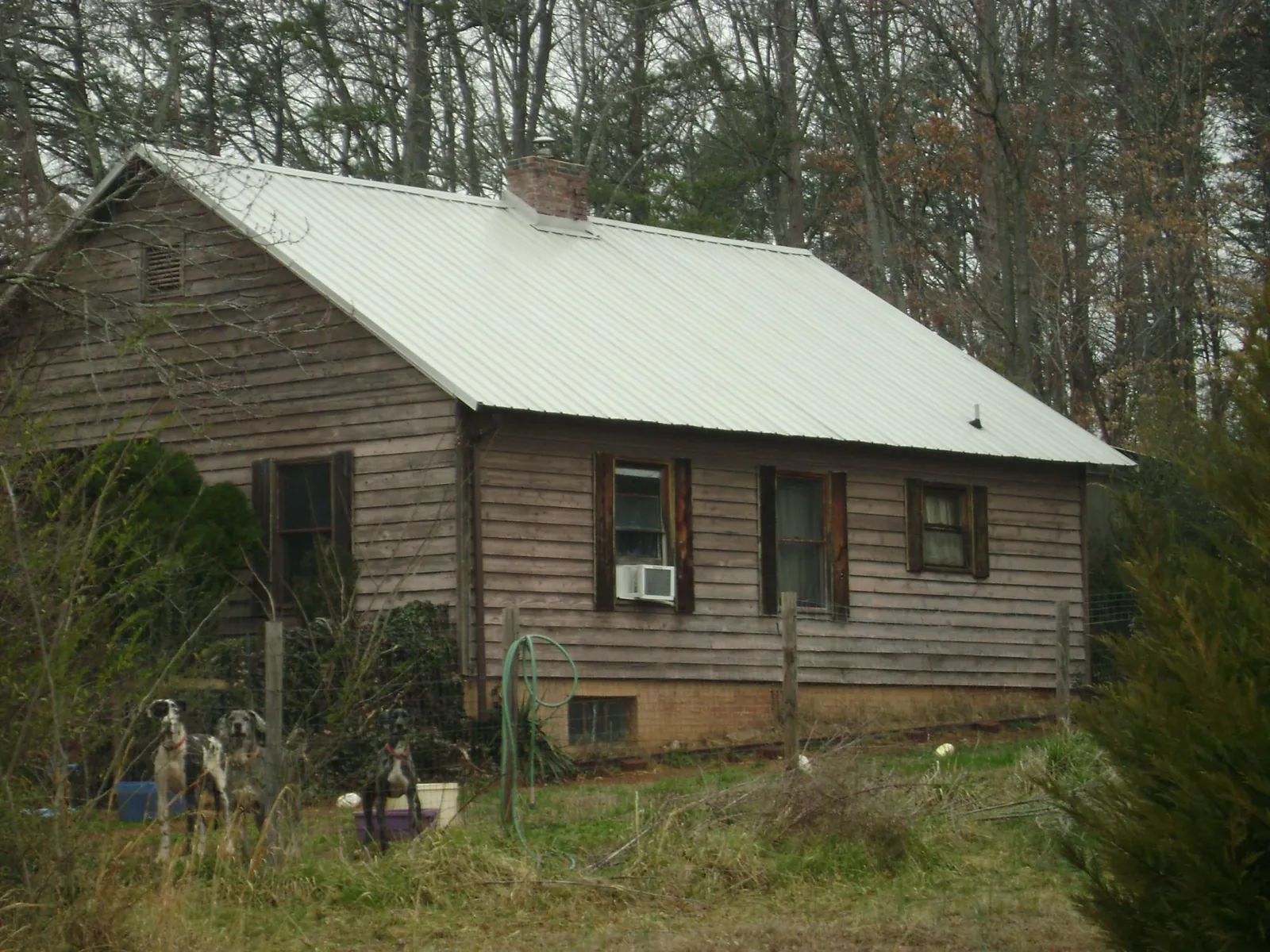 White metal roof on an old wood sided farmhouse, from a Asphalt Shingle Roof Repair job in Lavon